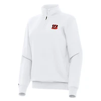 Women's Antigua  White Cincinnati Bengals Victory Quarter-Zip Top