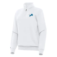 Women's Antigua  White Detroit Lions Victory Quarter-Zip Top