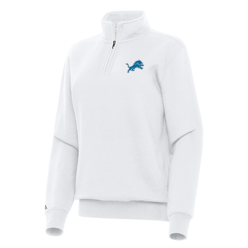 Women's Antigua  White Detroit Lions Victory Quarter-Zip Top