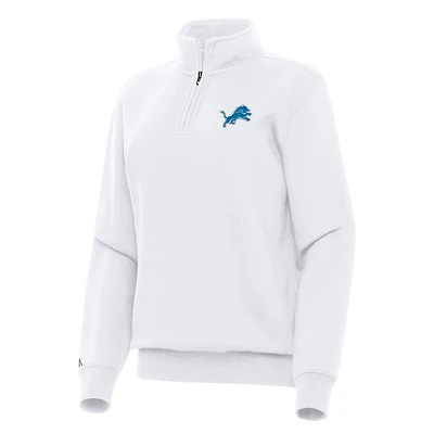 Women's Antigua  White Detroit Lions Victory Quarter-Zip Top
