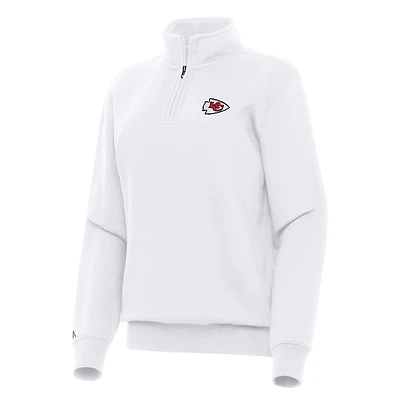 Women's Antigua  White Kansas City Chiefs Victory Quarter-Zip Top