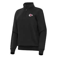 Women's Antigua  Black Kansas City Chiefs Victory Quarter-Zip Top
