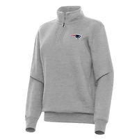 Women's Antigua  Heather Gray New England Patriots Victory Quarter-Zip Top