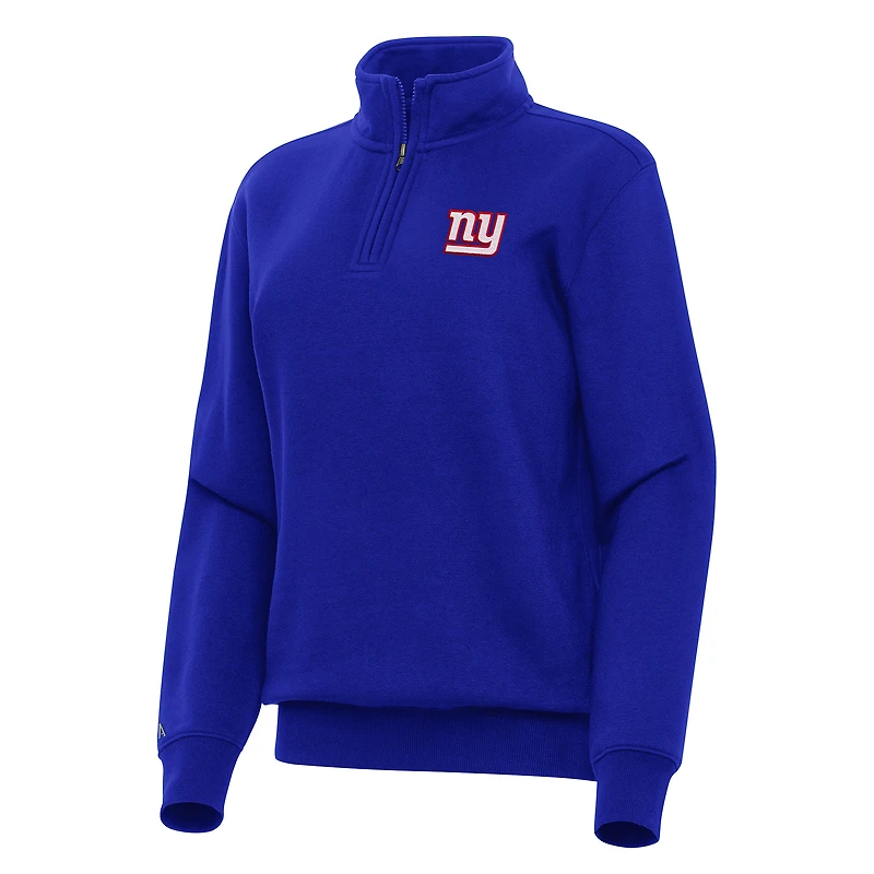 Women's Antigua  Royal New York Giants Victory Quarter-Zip Top