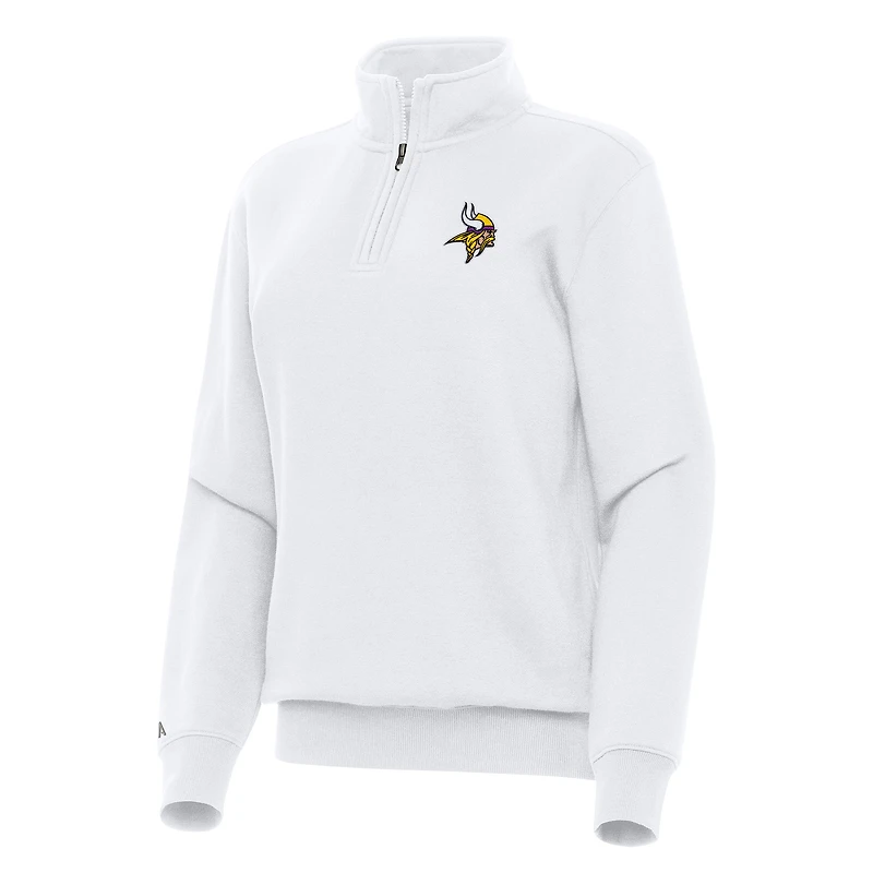 Women's Antigua White Minnesota Vikings Victory Quarter-Zip Top