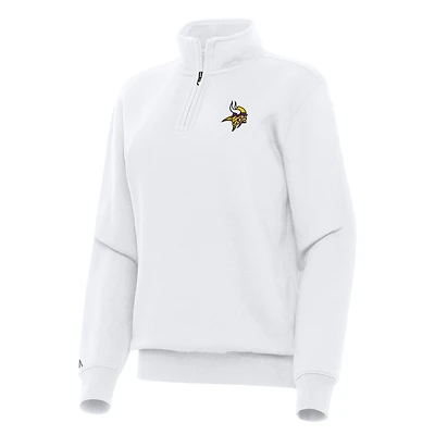 Women's Antigua White Minnesota Vikings Victory Quarter-Zip Top