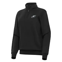 Women's Antigua  Black Philadelphia Eagles Victory Quarter-Zip Top