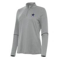 Women's Antigua  Gray Dallas Cowboys Reprocess Quarter-Zip Top