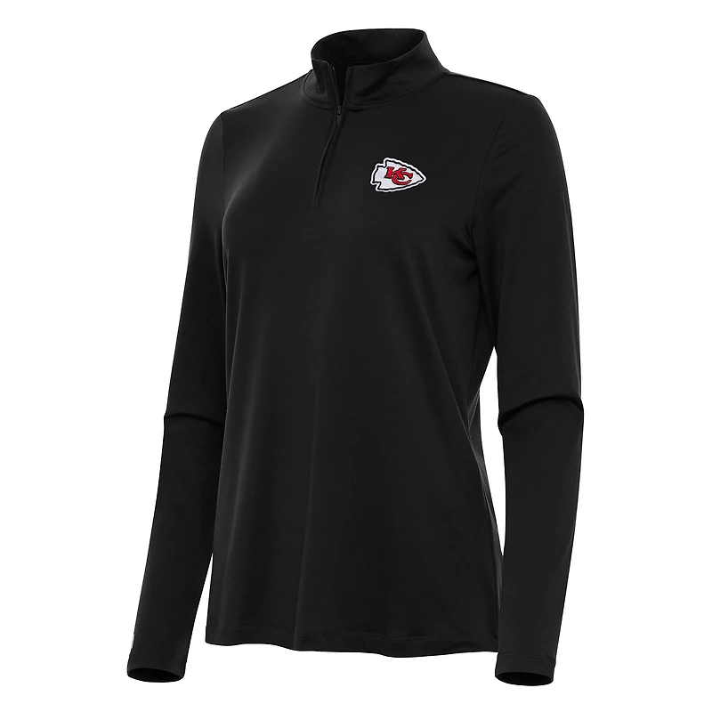 Women's Antigua  Black Kansas City Chiefs Reprocess Quarter-Zip Top