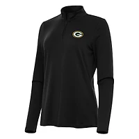 Women's Antigua  Black Green Bay Packers Reprocess Quarter-Zip Top