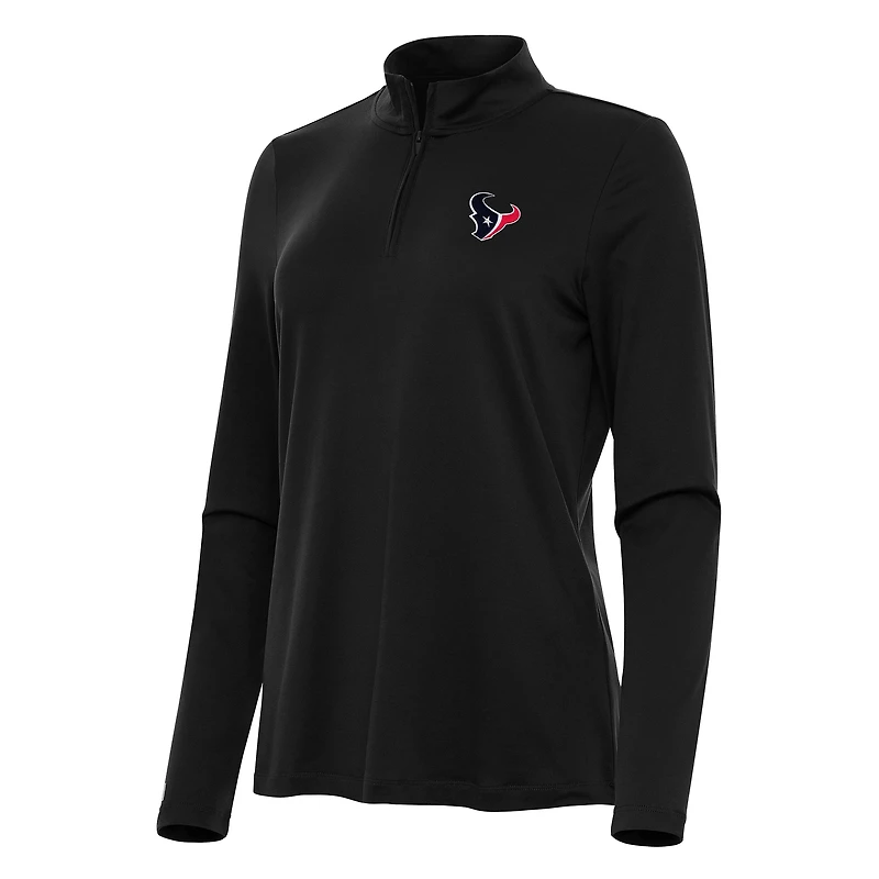Women's Antigua Black Houston Texans Reprocess Quarter-Zip Top