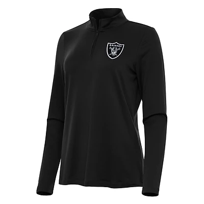Women's Antigua Black Las Vegas Raiders Reprocess Quarter-Zip Top