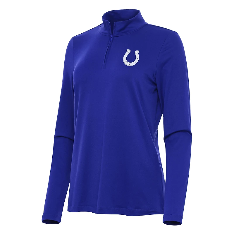 Women's Antigua  Royal Indianapolis Colts Reprocess Quarter-Zip Top