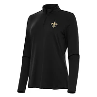 Women's Antigua  Black New Orleans Saints Reprocess Quarter-Zip Top