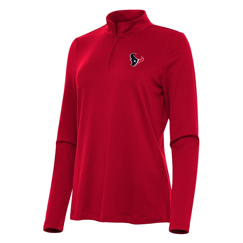 Women's Antigua Red Houston Texans Reprocess Quarter-Zip Top
