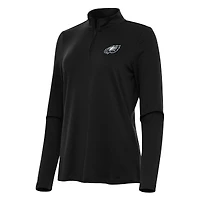 Women's Antigua  Black Philadelphia Eagles Reprocess Quarter-Zip Top