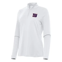 Women's Antigua  White New York Giants Reprocess Quarter-Zip Top
