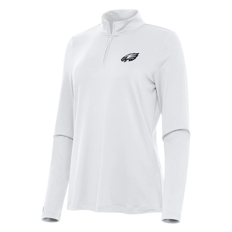Women's Antigua  White Philadelphia Eagles Reprocess Quarter-Zip Top