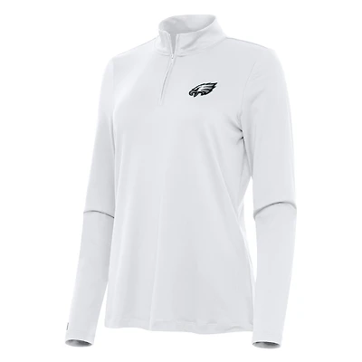 Women's Antigua  White Philadelphia Eagles Reprocess Quarter-Zip Top
