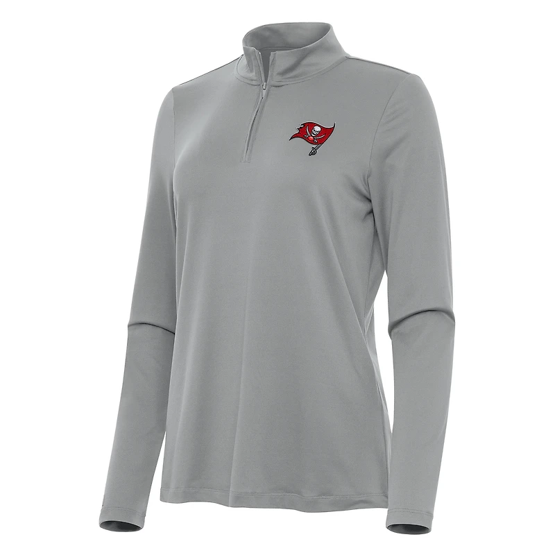 Women's Antigua  Gray Tampa Bay Buccaneers Reprocess Quarter-Zip Top