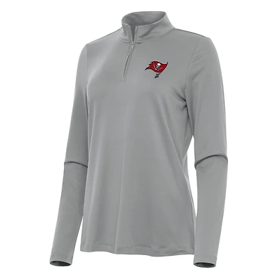 Women's Antigua  Gray Tampa Bay Buccaneers Reprocess Quarter-Zip Top