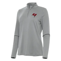 Women's Antigua  Gray Tampa Bay Buccaneers Reprocess Quarter-Zip Top
