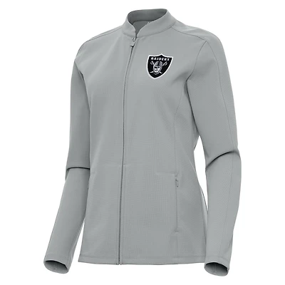 Women's Antigua  Gray Las Vegas Raiders Regard Full-Zip Jacket