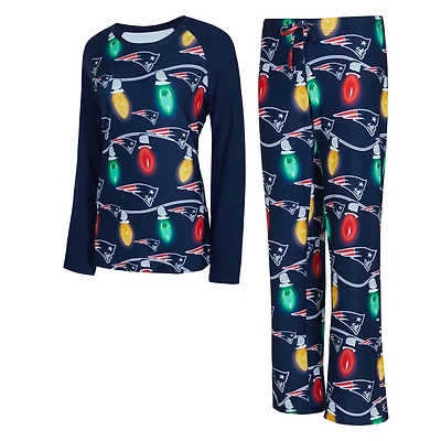 Women's Concepts Sport  Navy New England Patriots Garland Knit Raglan Long Sleeve Top & Pants Set