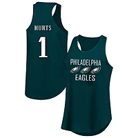 Women's Fanatics Jalen Hurts Green Philadelphia Eagles Plus Size Name & Number Tank Top
