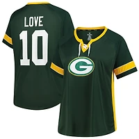 Women's Fanatics Jordan Love Green Green Bay Packers Plus Size Name & Number Lace-Up T-Shirt