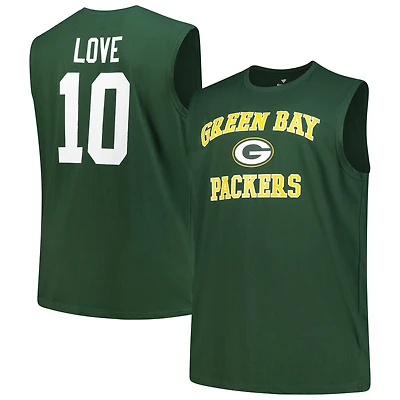 Men's Fanatics Jordan Love Green Green Bay Packers Big & Tall Muscle Tank Top