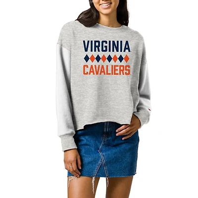 Women's League Collegiate Wear  White Virginia Cavaliers Red, White & Hoo Reverse Fleece Midi Pullover Sweatshirt