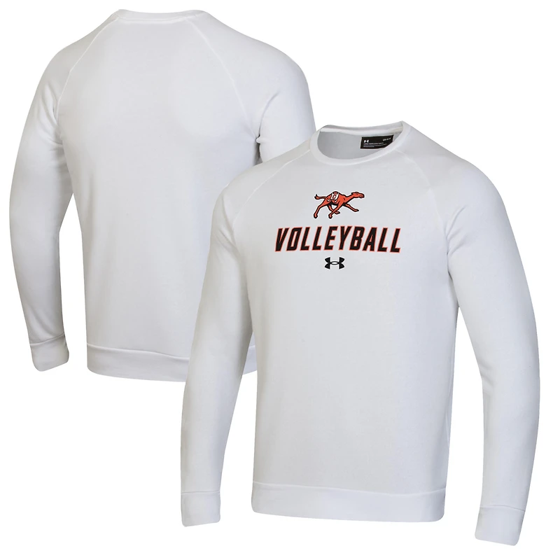 Men's Under Armour White Campbell Fighting Camels Volleyball Rival Fleece Raglan Pullover Sweatshirt