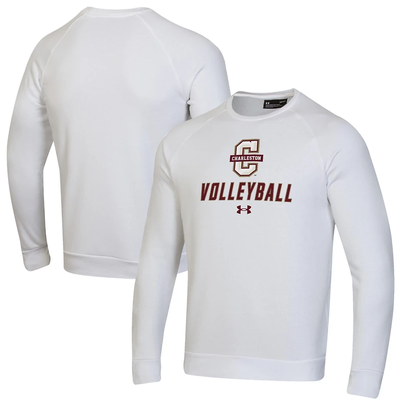 Men's Under Armour White Charleston Cougars Volleyball Rival Fleece Raglan Pullover Sweatshirt