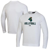 Men's Under Armour White Coastal Carolina Chanticleers Volleyball Rival Fleece Raglan Pullover Sweatshirt