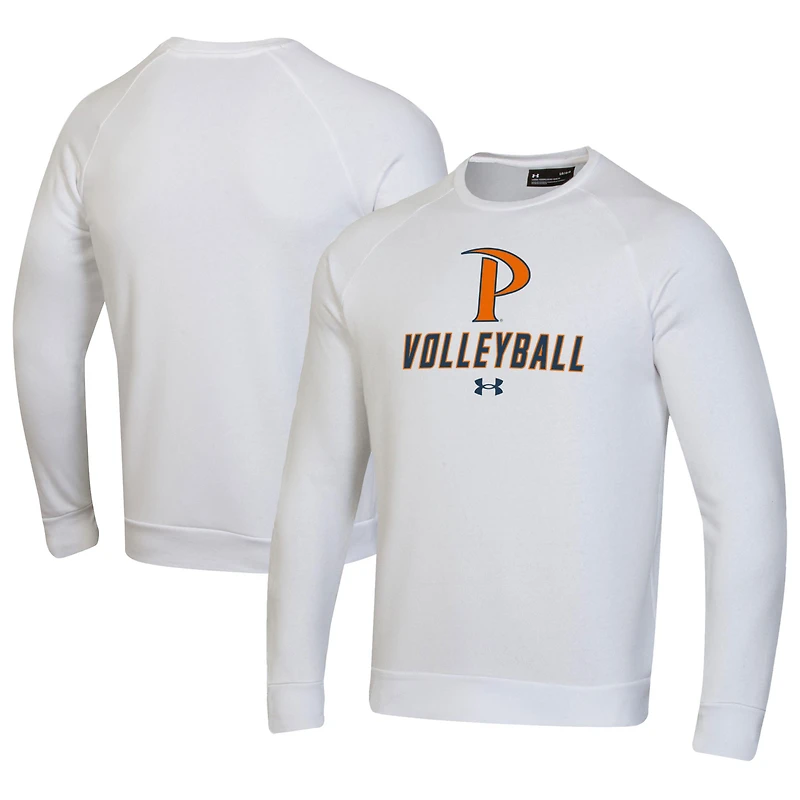 Men's Under Armour White Pepperdine Waves Volleyball Rival Fleece Raglan Pullover Sweatshirt