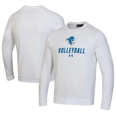 Men's Under Armour White Seton Hall Pirates Volleyball Rival Fleece Raglan Pullover Sweatshirt