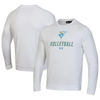 Men's Under Armour White LIU Sharks Volleyball Rival Fleece Raglan Pullover Sweatshirt