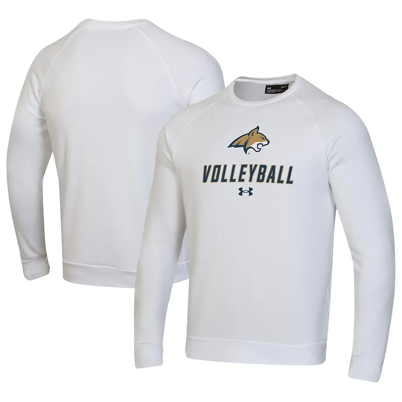 Men's Under Armour White Montana State Bobcats Volleyball Rival Fleece Raglan Pullover Sweatshirt