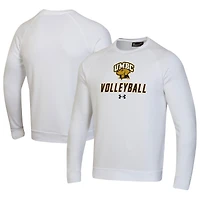 Men's Under Armour White University of Maryland Baltimore Volleyball Rival Fleece Raglan Pullover Sweatshirt