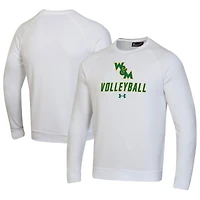 Men's Under Armour White William & Mary Tribe Volleyball Rival Fleece Raglan Pullover Sweatshirt