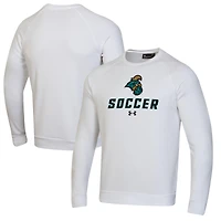 Men's Under Armour White Coastal Carolina Chanticleers Soccer Rival Fleece Raglan Pullover Sweatshirt