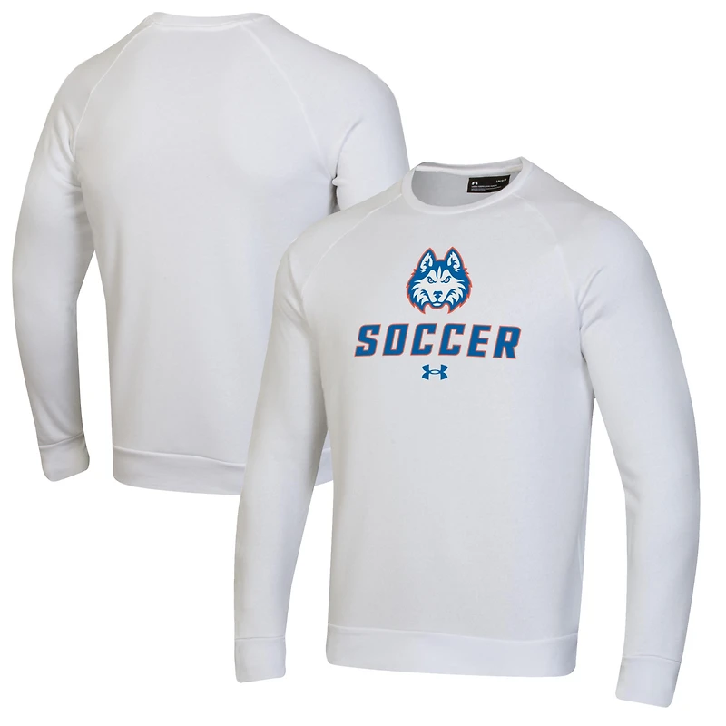 Men's Under Armour White Houston Christian Huskies Soccer Rival Fleece Raglan Pullover Sweatshirt