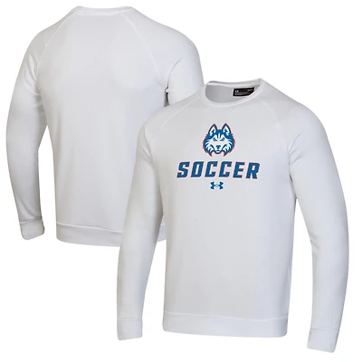 Men's Under Armour White Houston Christian Huskies Soccer Rival Fleece Raglan Pullover Sweatshirt