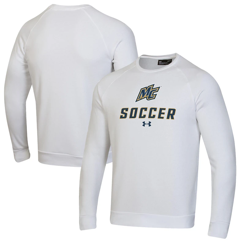 Men's Under Armour White Merrimack College Warriors Soccer Rival Fleece Raglan Pullover Sweatshirt