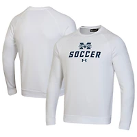 Men's Under Armour White Moravian Greyhounds Soccer Rival Fleece Raglan Pullover Sweatshirt