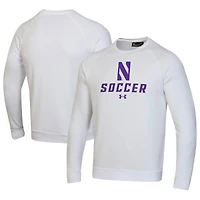 Men's Under Armour White Northwestern Wildcats Soccer Rival Fleece Raglan Pullover Sweatshirt