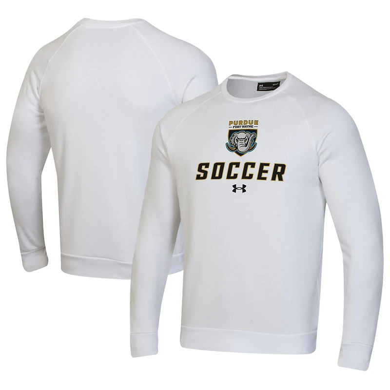 Men's Under Armour White Purdue Fort Wayne Mastodons Soccer Rival Fleece Raglan Pullover Sweatshirt