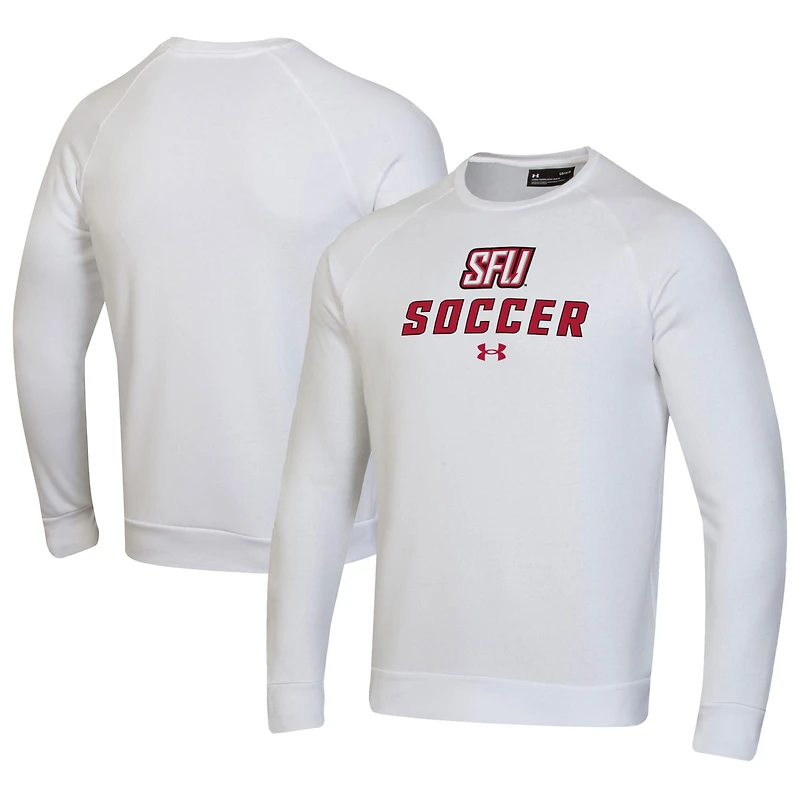 Men's Under Armour White Saint Francis Red Flash Soccer Rival Fleece Raglan Pullover Sweatshirt