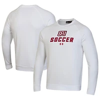 Men's Under Armour White Saint Francis Red Flash Soccer Rival Fleece Raglan Pullover Sweatshirt
